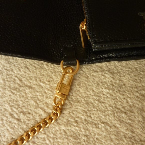 Tory Burch 'Britten' Leather T Logo Chain Strap Shoulder Bag (Black) - NEW - Picture 9 of 12